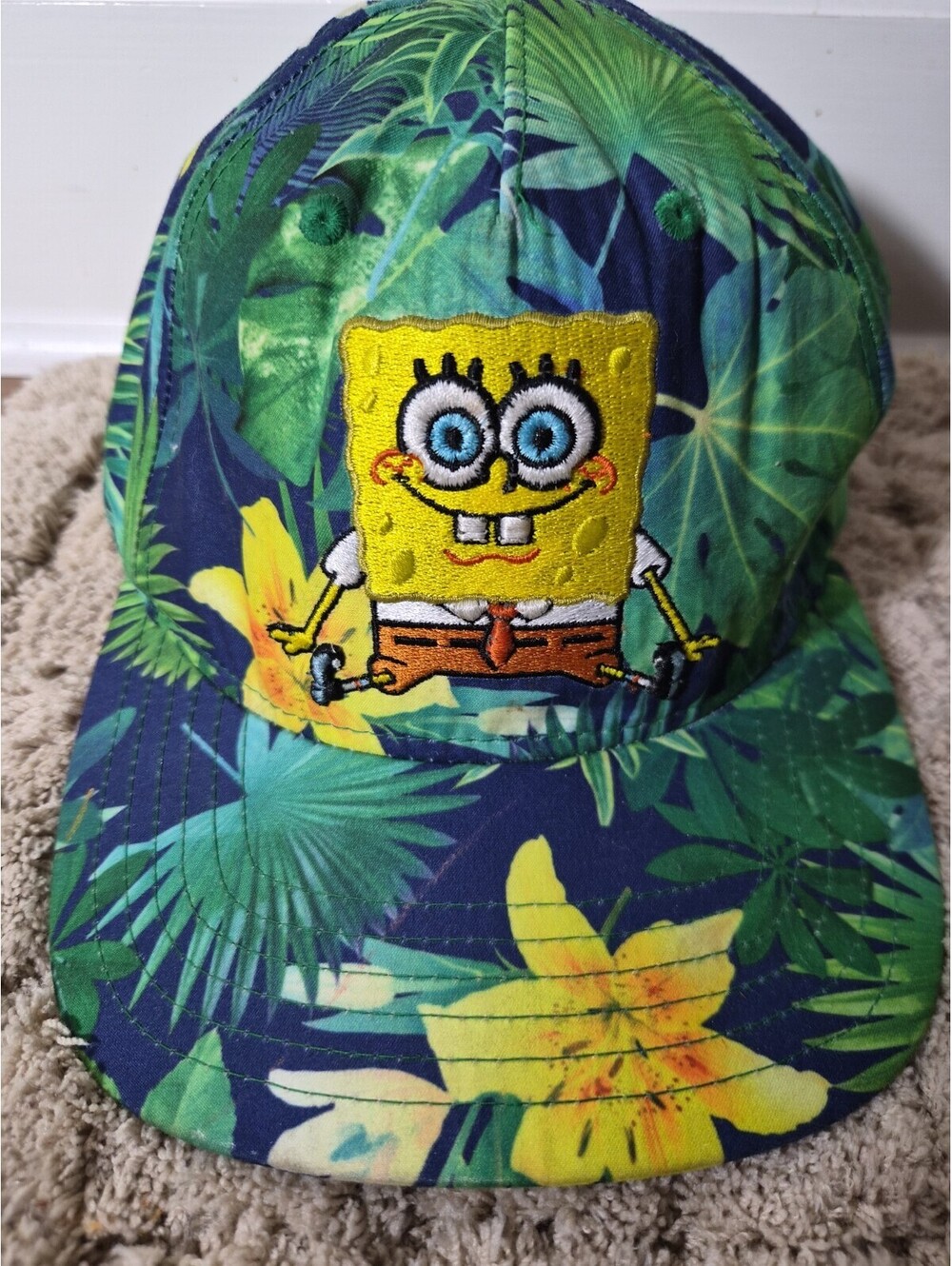 Nickelodeon SpongeBob Squarepants Tropical Snapback Unisex  Hat Cap Blue Green